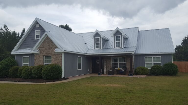A house with newly installed metal roof in Georgia