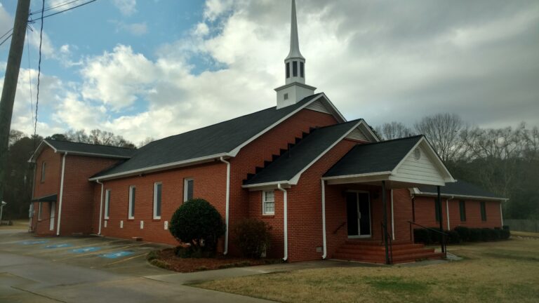 Asphalt Shingles roof of a church installed by Thaxton Roofing