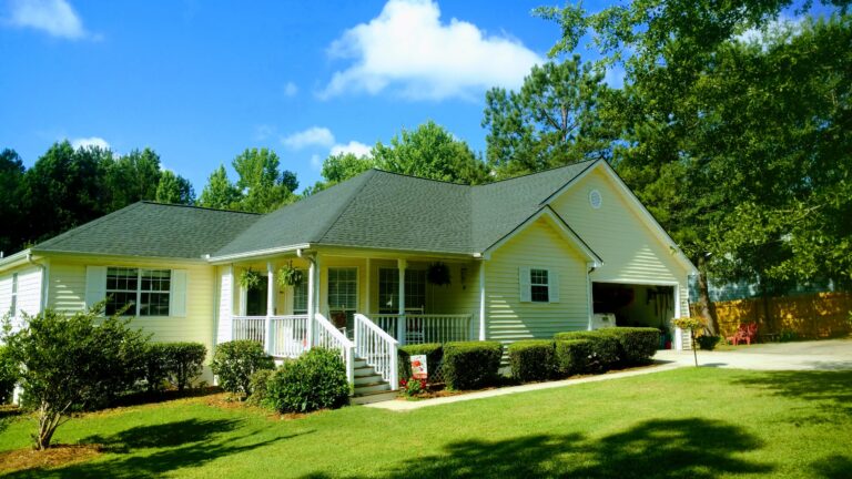 A newly built house with residential roof installed by thaxton roofing