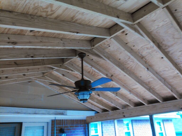 Inside view of a wooden roof installed by Thaxton Roofing