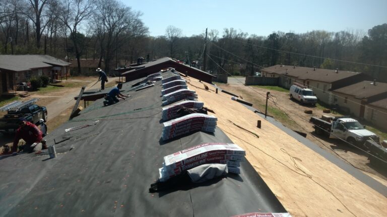 An image of roofing repair work in progress