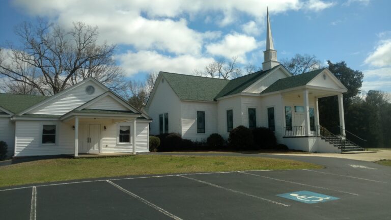 side view of a newly installed roof on a Primitive Baptist Church in Georgia by Thaxton Roofing